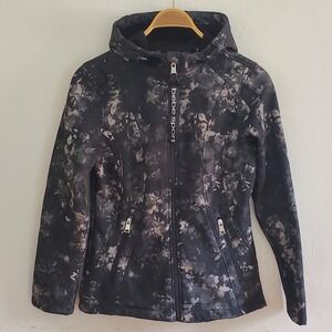 Bebe Sport Tie Dye Full Zip Hooded Active Jacket Gray Athleisure‎ Sports